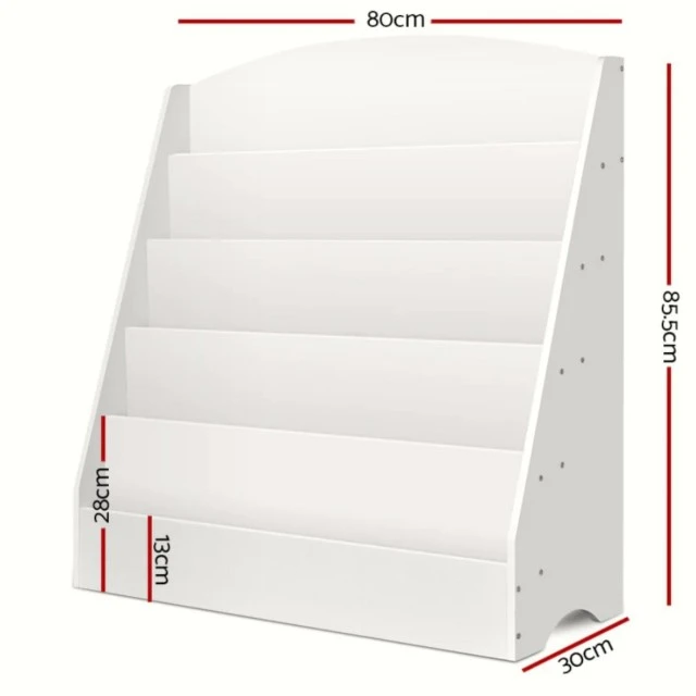 Παιδικό Ράφι GINGER HOME, Organizer με Ράφια για Βιβλία και Περιοδικά, Ξύλινο, Λευκό, 80x30x80 cm.