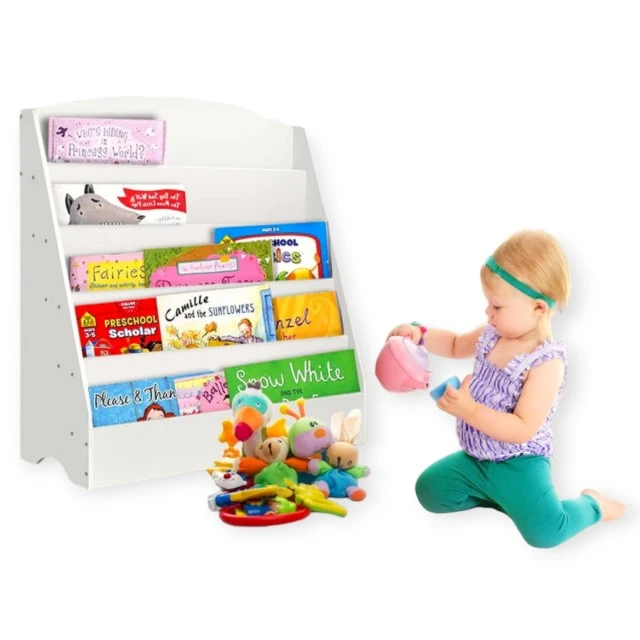 Παιδικό Ράφι GINGER HOME, Organizer με Ράφια για Βιβλία και Περιοδικά, Ξύλινο, Λευκό, 80x30x80 cm.