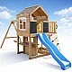 Μεγάλο Ξύλινο Παιδικό Σπιτάκι για την Αυλή GINGER HOME με Τσουλήθρα, 2 Κούνιες, Πλαίσιο Αναρρίχησης και Σκάμμα – 250×150×267 εκ.