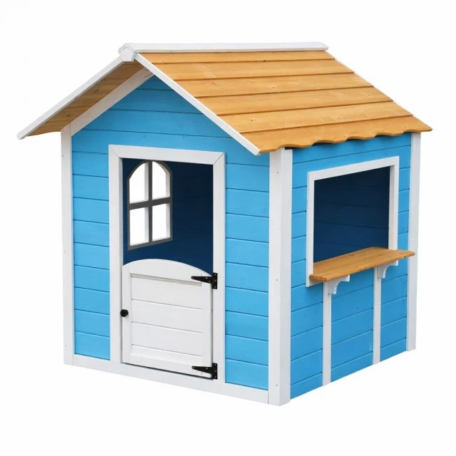 Ξύλινο Παιδικό Σπιτάκι GINGER HOME – Για Παιχνίδια Ρόλων, Αυλή και Κήπο, Μπλε, 118×138×132,5 cm