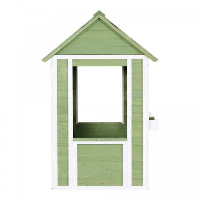 Ξύλινο Παιδικό Σπιτάκι Εξωτερικού Χώρου GINGER HOME – Σπιτάκι Κήπου για Παιδιά, Πράσινο και Λευκό, 107×90×144 cm