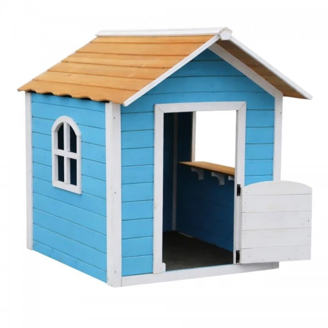 Ξύλινο Παιδικό Σπιτάκι GINGER HOME – Για Παιχνίδια Ρόλων, Αυλή και Κήπο, Μπλε, 118×138×132,5 cm