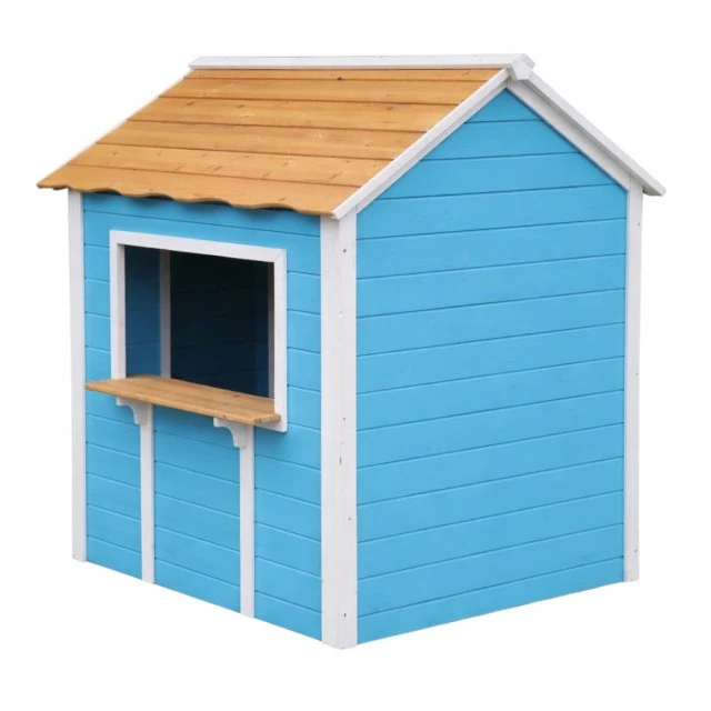 Ξύλινο Παιδικό Σπιτάκι GINGER HOME – Για Παιχνίδια Ρόλων, Αυλή και Κήπο, Μπλε, 118×138×132,5 cm