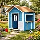Ξύλινο Παιδικό Σπιτάκι GINGER HOME – Για Παιχνίδια Ρόλων, Αυλή και Κήπο, Μπλε, 118×138×132,5 cm