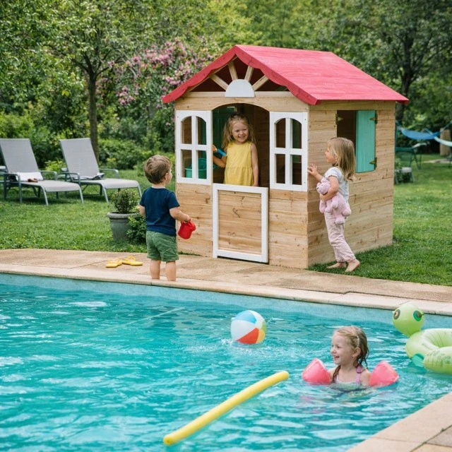 Ξύλινο παιδικό σπιτάκι εξωτερικού χώρου GINGER HOME - για αυλή και κήπο, 115×102×129 εκ.