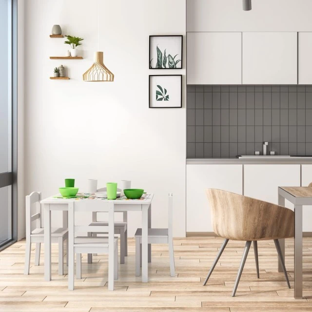 Παιδικό Σετ Τραπεζιού με 4 Καρέκλες GINGER HOME, Ξύλο, Λευκό, 66x56x48 εκ.