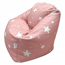 Παιδική πολυθρόνα-πουφ GINGER HOME Little Stars, 100% βαμβάκι, ροζ Barbaron με αστέρια, 55x44x55 εκ.