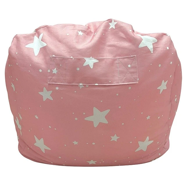 Παιδική πολυθρόνα-πουφ GINGER HOME Little Stars, 100% βαμβάκι, ροζ Barbaron με αστέρια, 55x44x55 εκ.
