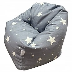 Παιδική πολυθρόνα-πουφ GINGER HOME Little Stars, 100% βαμβάκι, γκρι Barbaron με αστέρια, 55x44x55 εκ.