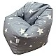 Παιδική πολυθρόνα-πουφ GINGER HOME Little Stars, 100% βαμβάκι, γκρι Barbaron με αστέρια, 55x44x55 εκ.