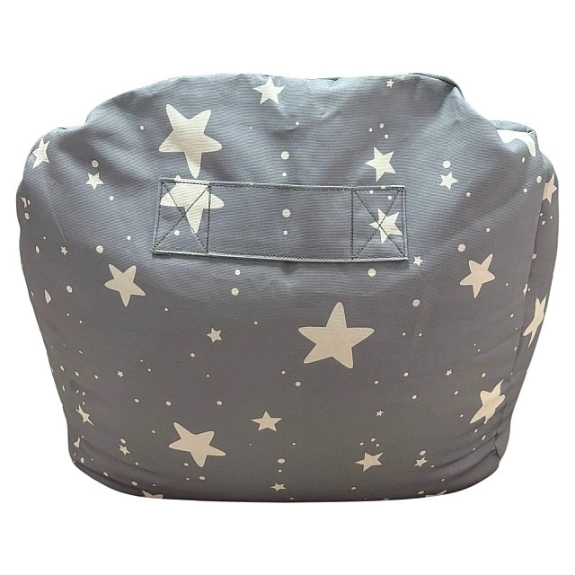 Παιδική πολυθρόνα-πουφ GINGER HOME Little Stars, 100% βαμβάκι, γκρι Barbaron με αστέρια, 55x44x55 εκ.