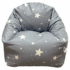 Παιδική πολυθρόνα-πουφ GINGER HOME Little Stars, 100% βαμβάκι, γκρι Barbaron με αστέρια, 55x44x55 εκ.