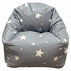 Παιδική πολυθρόνα-πουφ GINGER HOME Little Stars, 100% βαμβάκι, γκρι Barbaron με αστέρια, 55x44x55 εκ.