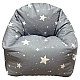 Παιδική πολυθρόνα-πουφ GINGER HOME Little Stars, 100% βαμβάκι, γκρι Barbaron με αστέρια, 55x44x55 εκ.