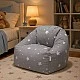 Παιδική πολυθρόνα-πουφ GINGER HOME Little Stars, 100% βαμβάκι, γκρι Barbaron με αστέρια, 55x44x55 εκ.