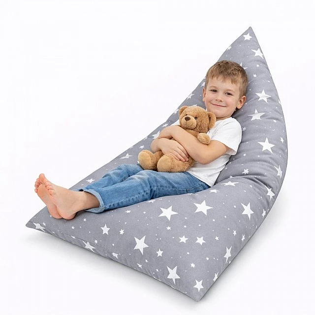Παιδική Ξαπλώστρα Πουφ GINGER HOME Little Stars, 100% Βαμβάκι, Γκρι Barbaron με Αστέρια, 127x81x76 εκ.