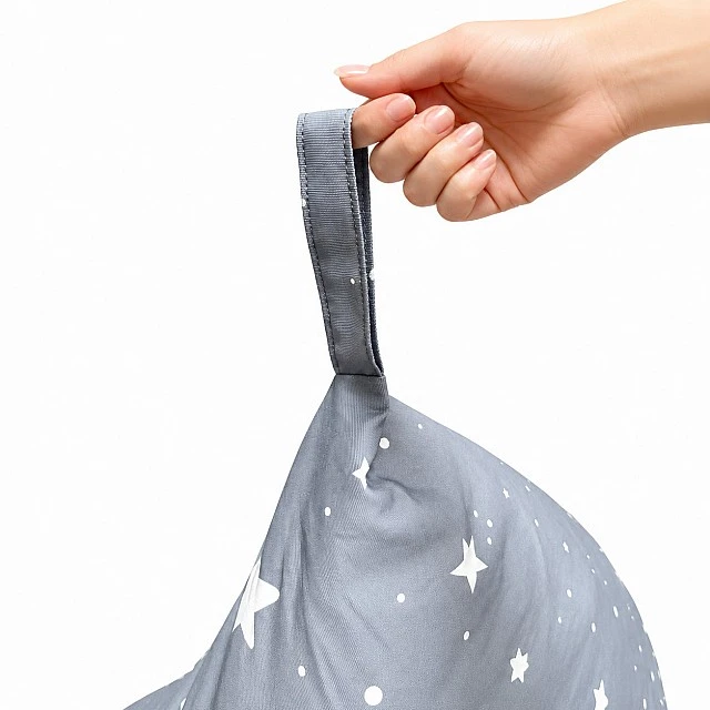 Παιδική Ξαπλώστρα Πουφ GINGER HOME Little Stars, 100% Βαμβάκι, Γκρι Barbaron με Αστέρια, 127x81x76 εκ.