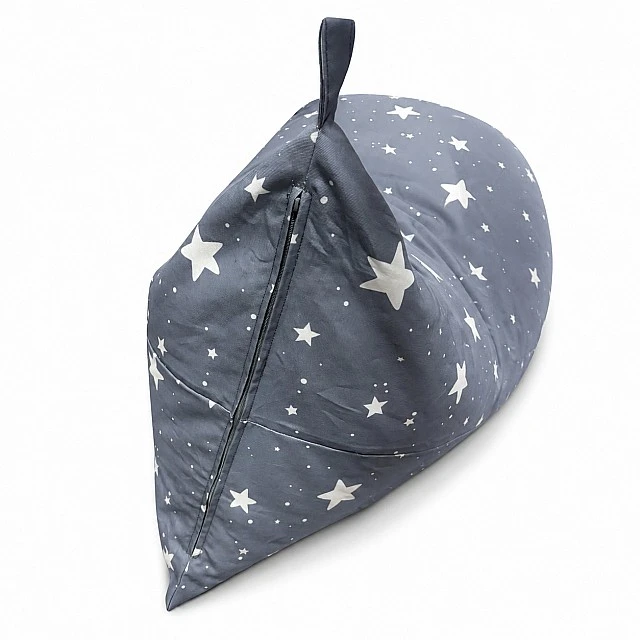 Παιδική Ξαπλώστρα Πουφ GINGER HOME Little Stars, 100% Βαμβάκι, Γκρι Barbaron με Αστέρια, 127x81x76 εκ.