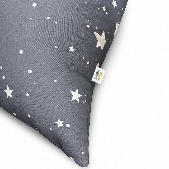 Παιδική Ξαπλώστρα Πουφ GINGER HOME Little Stars, 100% Βαμβάκι, Γκρι Barbaron με Αστέρια, 127x81x76 εκ.