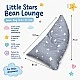 Παιδική Ξαπλώστρα Πουφ GINGER HOME Little Stars, 100% Βαμβάκι, Γκρι Barbaron με Αστέρια, 127x81x76 εκ.