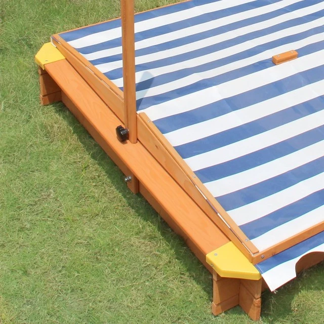 Παιδικό sandbox από ξύλο 118x118x118 cm, με ρυθμιζόμενο, αδιάβροχο κάλυμμα κουβούκλιο-αντι-UV