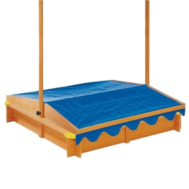 Παιδικό sandbox από ξύλο 117x117 cm, με ρυθμιζόμενο, αδιάβροχο κάλυμμα θόλου anti-UV 30