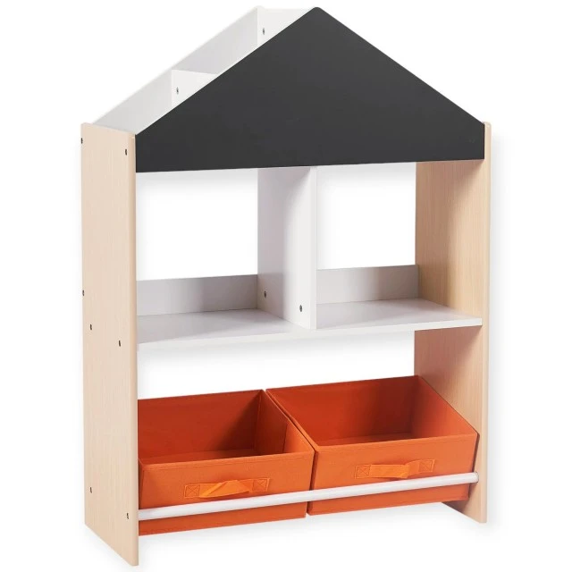 Παιδικό ντουλάπι GINGER HOME, Ράφι για παιχνίδια και βιβλία με μαύρη σανίδα γραφής, σπίτι, ξύλο