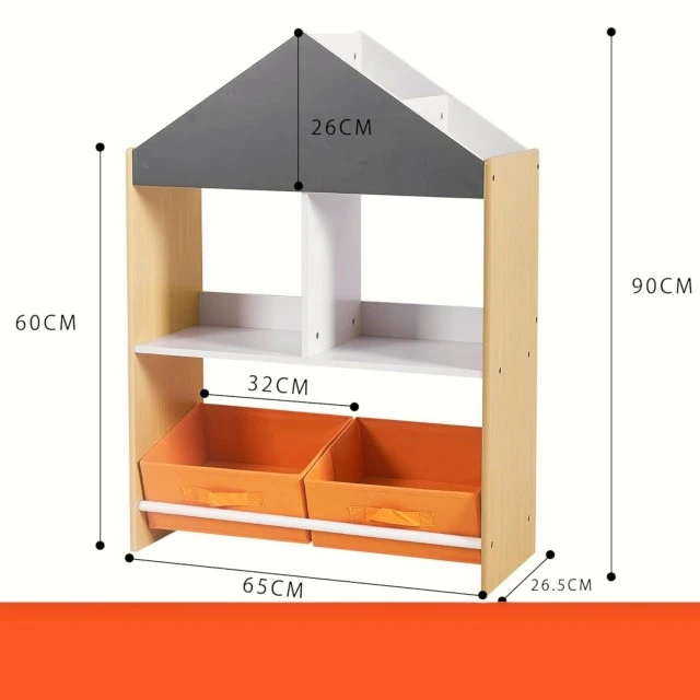 Παιδικό ντουλάπι GINGER HOME, Ράφι για παιχνίδια και βιβλία με μαύρη σανίδα γραφής, σπίτι, ξύλο
