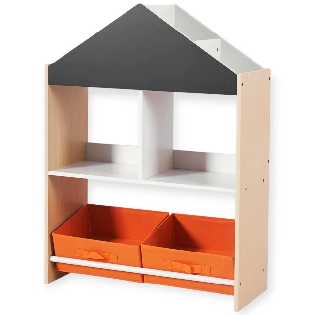 Παιδικό ντουλάπι GINGER HOME, Ράφι για παιχνίδια και βιβλία με μαύρη σανίδα γραφής, σπίτι, ξύλο