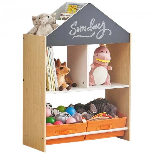 Παιδικό ντουλάπι GINGER HOME, Ράφι για παιχνίδια και βιβλία με μαύρη σανίδα γραφής, σπίτι, ξύλο