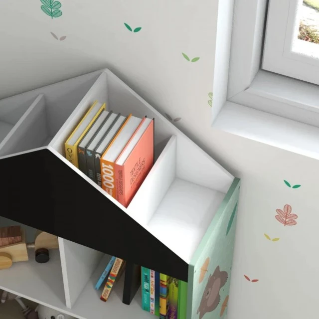 Παιδική ντουλάπα GINGER HOME, ραφιέρα για παιχνίδια και βιβλία με Αρκουδάκι, πίνακας γραφής, σπιτάκι FOREST