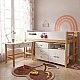 Παιδικό Κρεβάτι GINGER HOME CHERRY με Γραφείο, Συρταριέρα, Ντουλάπα και Σκελετό Στρώματος, 90x200 cm