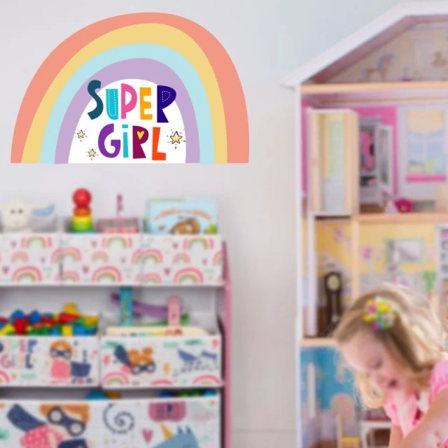 Σετ 2 αυτοκόλλητα SUPER GIRL για διακόσμηση παιδικού δωματίου, τοίχου, παραθύρου, επίπλων