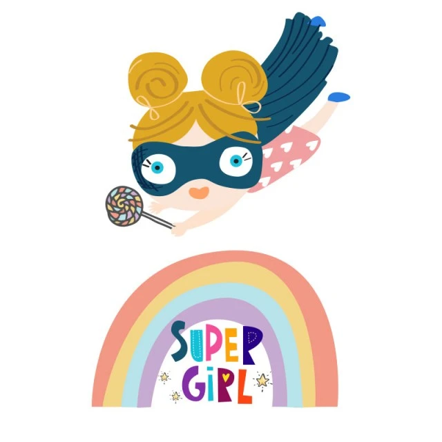 Σετ 2 αυτοκόλλητα SUPER GIRL για διακόσμηση παιδικού δωματίου, τοίχου, παραθύρου, επίπλων