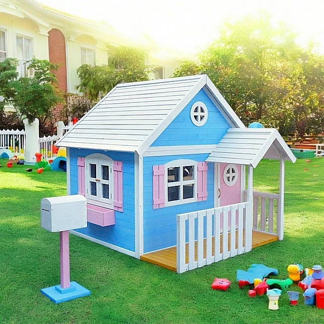 Μεγάλο Ξύλινο Παιδικό Σπίτι με Βεράντα GINGER HOME, 194x229x210 cm, για παιχνίδια και ψυχαγωγία εξωτερικού χώρου