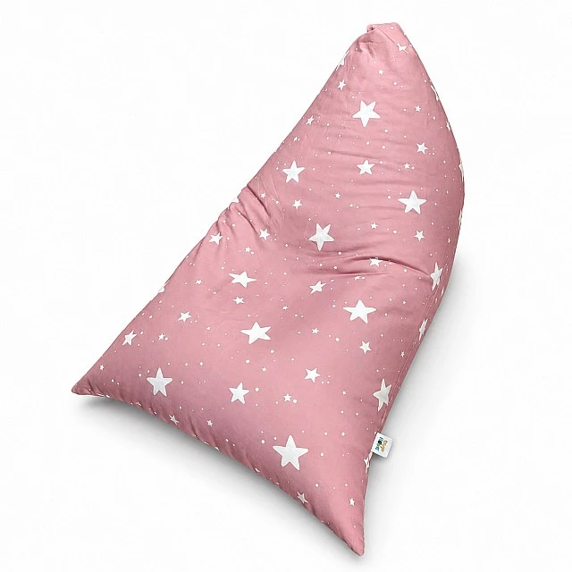 Παιδική Ξαπλώστρα Πουφ GINGER HOME Little Stars, 100% Βαμβάκι, Ροζ Barbaron με Αστέρια, 127x81x76 εκ.