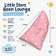 Παιδική Ξαπλώστρα Πουφ GINGER HOME Little Stars, 100% Βαμβάκι, Ροζ Barbaron με Αστέρια, 127x81x76 εκ.