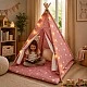 Παιδική Βαμβακερή Σκηνή GINGER HOME Little Stars, Tipi, Ροζ με Αστέρια, 100% Βαμβάκι, με Μαλακό Υπόθεμα με Γέμιση, Μαξιλάρι και Φωτάκια LED, 120x120x160 cm