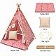 Παιδική Βαμβακερή Σκηνή GINGER HOME Little Stars, Tipi, Ροζ με Αστέρια, 100% Βαμβάκι, με Μαλακό Υπόθεμα με Γέμιση, Μαξιλάρι και Φωτάκια LED, 120x120x160 cm