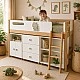 Σετ επίπλων παιδικού δωματίου GINGER HOME DINO με κρεβάτι σε συνδυασμό 90x200 cm, ντουλάπα, ντουλάπια, συρταριέρα, ράφια και σκελετό στρώματος, λευκό, πράσινο και φυσικό ξύλο