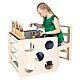 Σετ Montessori 2 σε 1 GINGER HOME, Παιδικό Τραπέζι με Καρέκλα και Κύβο Αναρρίχησης, Τραπέζι Ενεργού Παιχνιδιού, Φυσικό Ξύλο, 57x50x55 εκ.