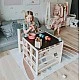 Σετ Montessori 2 σε 1 GINGER HOME, Παιδικό Τραπέζι με Καρέκλα και Κύβο Αναρρίχησης, Τραπέζι Ενεργού Παιχνιδιού, Φυσικό Ξύλο, 57x50x55 εκ.