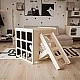 Σετ Montessori 2 σε 1 GINGER HOME, Παιδικό Τραπέζι με Καρέκλα και Κύβο Αναρρίχησης, Τραπέζι Ενεργού Παιχνιδιού, Φυσικό Ξύλο, 57x50x55 εκ.