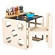 Σετ Montessori 2 σε 1 GINGER HOME, Παιδικό Τραπέζι με Καρέκλα και Κύβο Αναρρίχησης, Τραπέζι Ενεργού Παιχνιδιού, Φυσικό Ξύλο, 57x50x55 εκ.