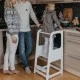 Монтесори Кула GINGER HOME, Образователно Столче с Черна Дъска и Регулируема Височина, Бяла, за Деца от 1-4 години