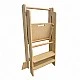 Πύργος Montessori για παιδιά GINGER HOME, Πτυσσόμενο καρεκλάκι φαγητού κουζίνας, Πύργος εκμάθησης, ασφαλής παιδική σκάλα, από μασίφ φυσικό ξύλο, 51x47x91,5 cm