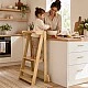 Πύργος Montessori για παιδιά GINGER HOME, Πτυσσόμενο καρεκλάκι φαγητού κουζίνας, Πύργος εκμάθησης, ασφαλής παιδική σκάλα, από μασίφ φυσικό ξύλο, 51x47x91,5 cm
