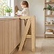 Πύργος Montessori για παιδιά GINGER HOME, Πτυσσόμενο καρεκλάκι φαγητού κουζίνας, Πύργος εκμάθησης, ασφαλής παιδική σκάλα, από μασίφ φυσικό ξύλο, 51x47x91,5 cm