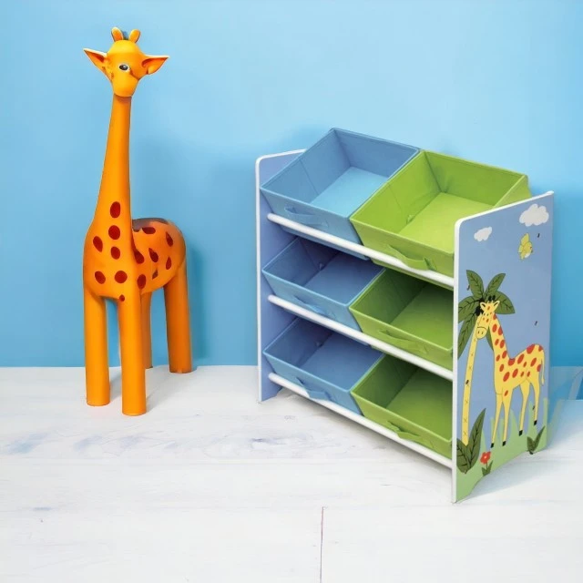 Οργανωτής παιχνιδιών GINGER HOME, ράφι για παιδικό δωμάτιο με κουτιά αποθήκευσης, SAFARI