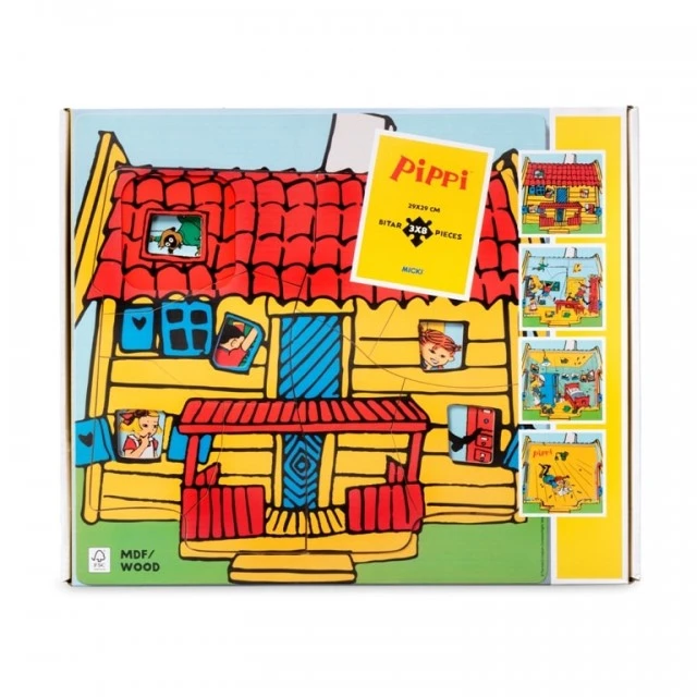 Ξύλινο παζλ τριών στρώσεων Pippi Longstocking 12 τεμαχίων